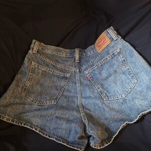 Levi's Blue Jean Shorts with Distressed Cut-Off Style